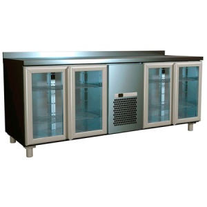 Холодильный стол со стеклянными дверями Полюс 4GNG/NT Carboma нерж